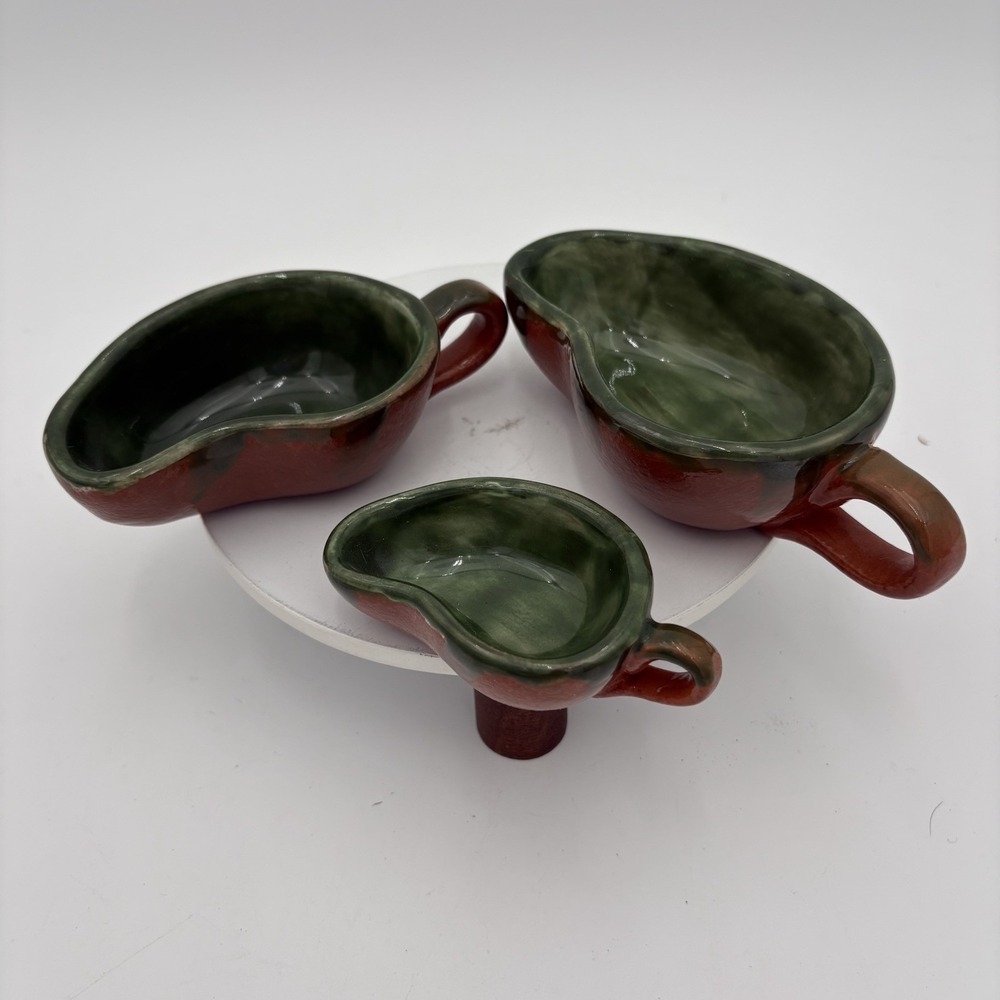 William Sonoma Three-Piece Chili Dip Set Glazed Pottery